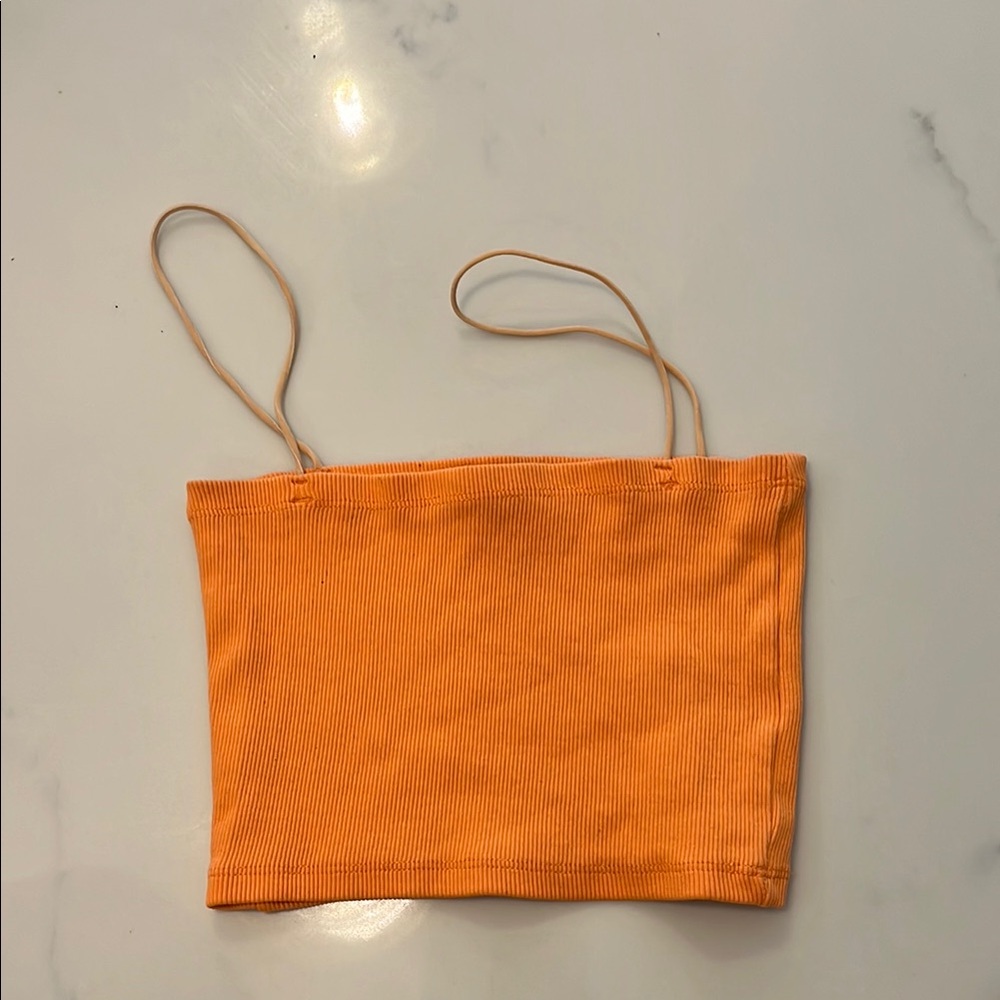 Zara Vibrant Orange Ribbed Top